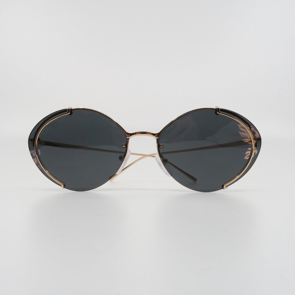 Prada  SPR 60U SVF-238 Unisex Round Black/Flowers - Picture 2 of 7